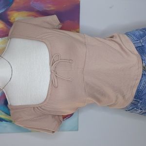 Sara Ribbed Tie Neck Top